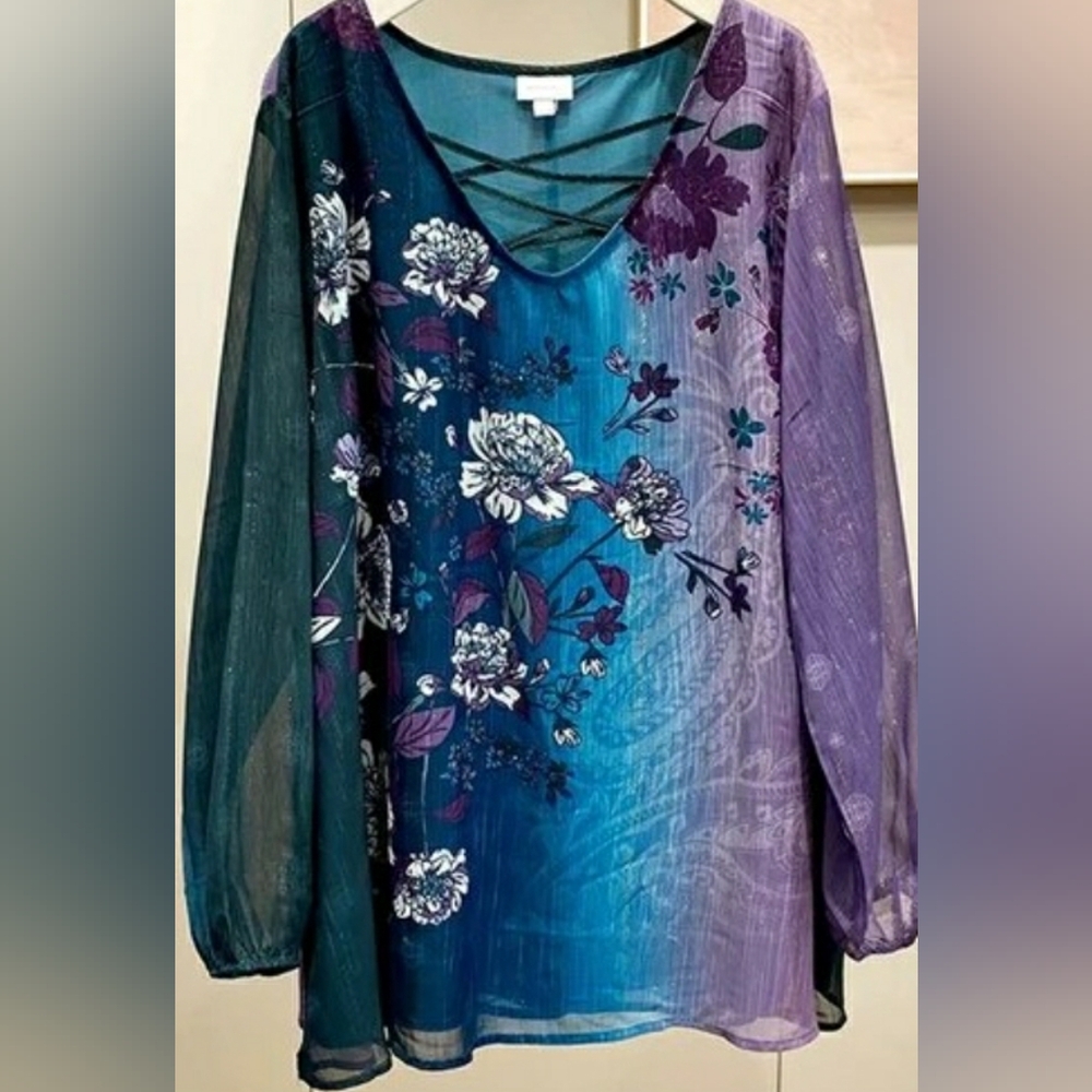 Criss-Cross Purple and Teal Top